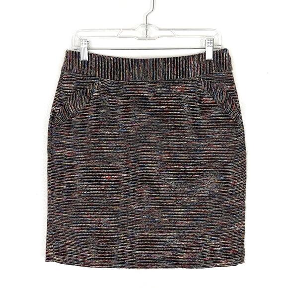LOFT Tweed High Waist Short Skirt Pencil Straight Pockets Black Multi Color 6 - Picture 4 of 8